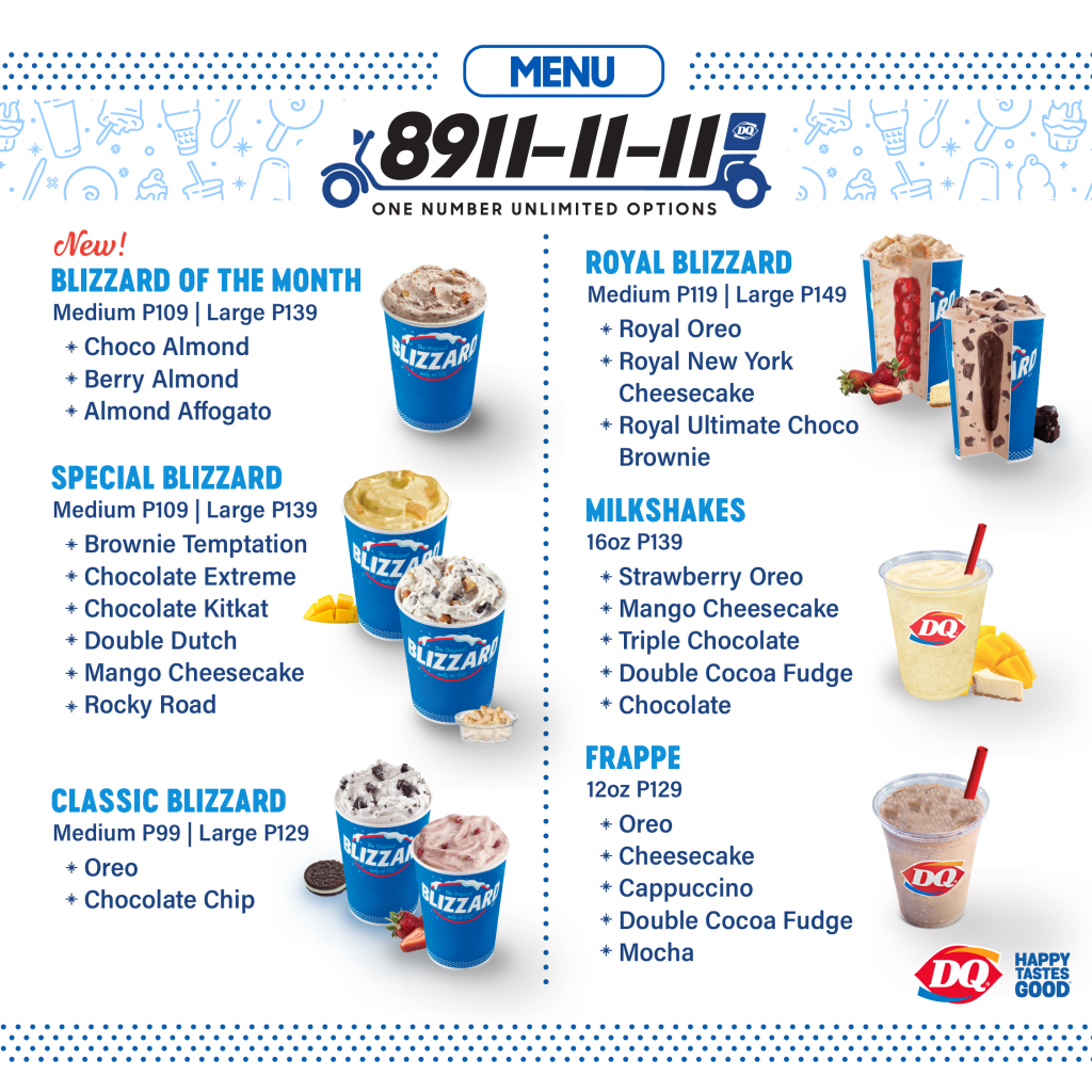 Dairy Queen®, Happy Taste Good Delivery Menu