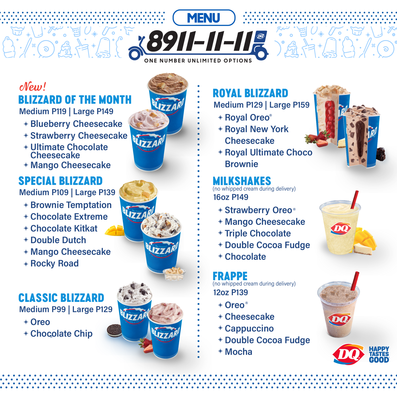 Dairy Queen®, Happy Taste Good Delivery Menu